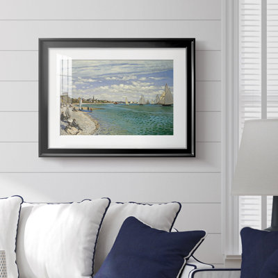 Regatta at Sainte-Adresse-Claude Monet-Framed - Fine Art Reproduction, Matted and Framed Under Acrylic Glass, Large Living Room Wall Art
