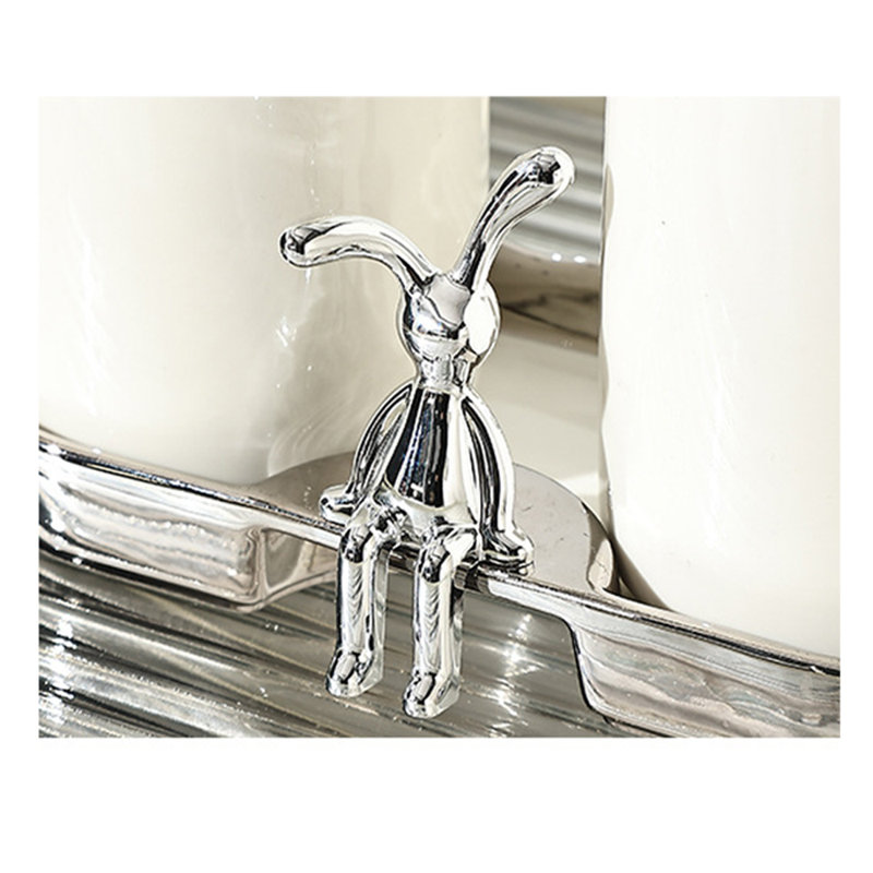 Ensemble d'accessoires de salle de bain, Argenté / blanc