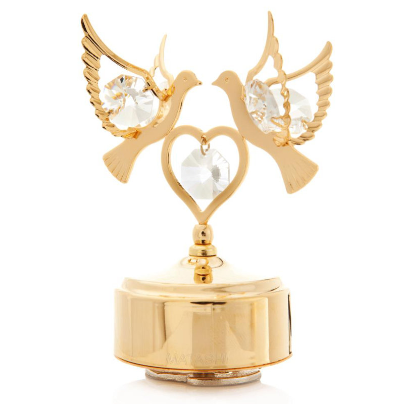 Figurine de boîte musicale colombes small love