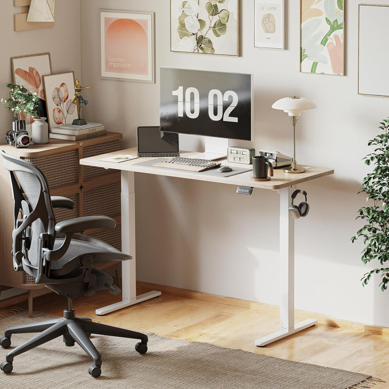 Bureau rectangulaire Mariliva, L 55 po x P 24,02 po, Blanc, Blanc