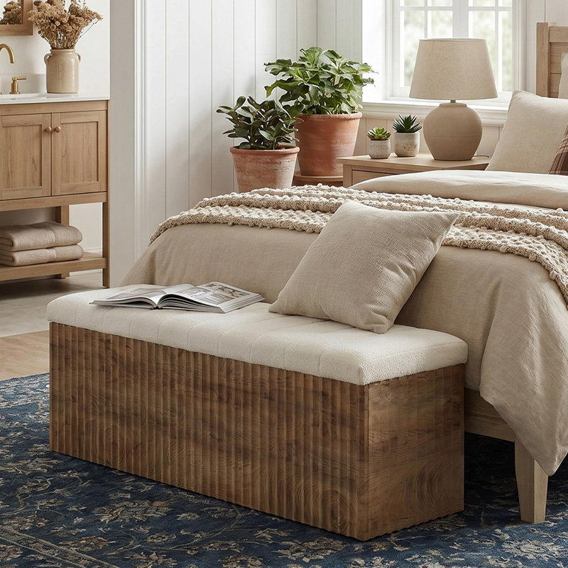 63" Upholstered Bedroom Bench with Storage