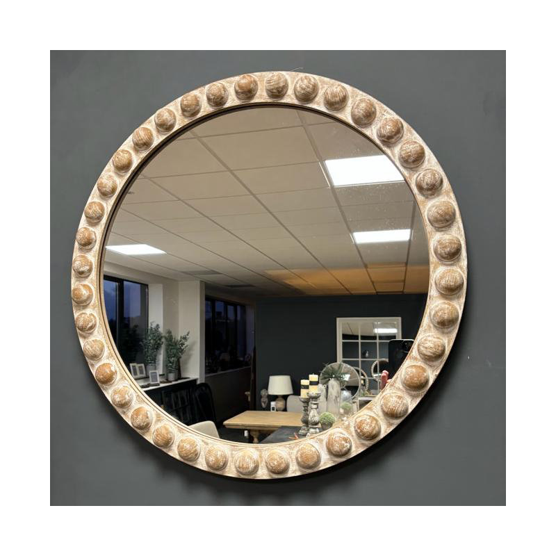 Caitlun Rustic Round Wall Mirror, 65cm H x 65cm W