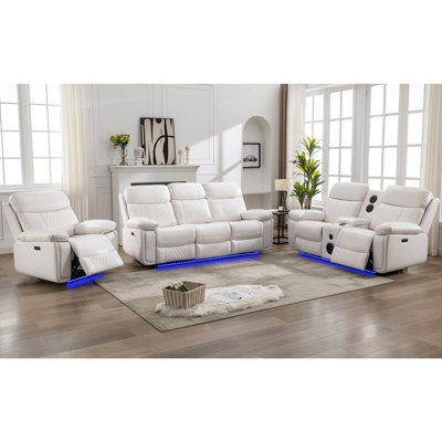 Heaney Power Reclining Sets Reclining Sofa, Loveseat and Chair