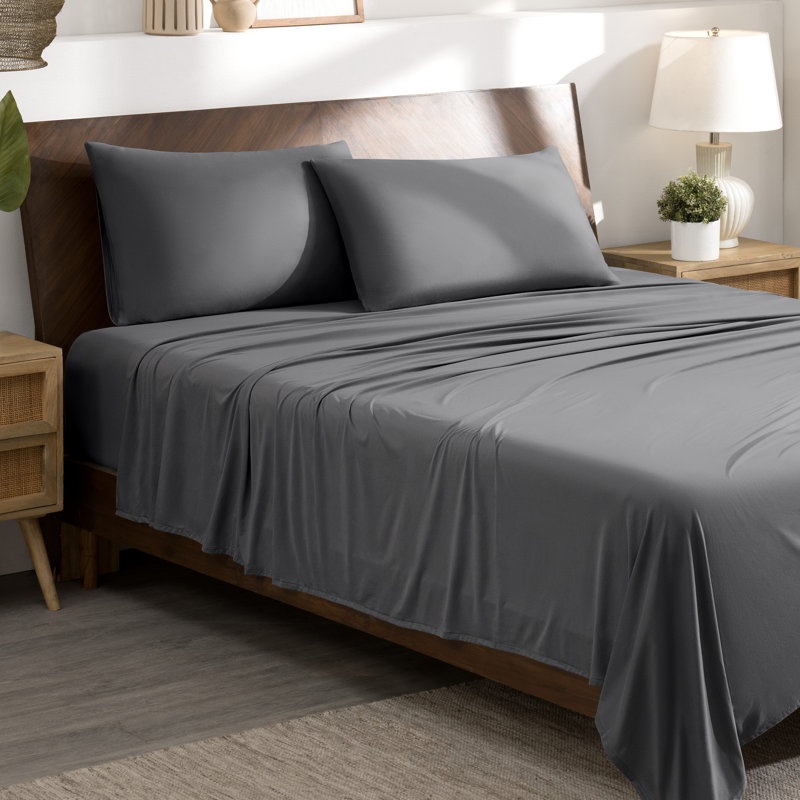 Microfiber Stretch Sheet Set, Twin Sheet Set with 1 Standard Pillowcase, Gray