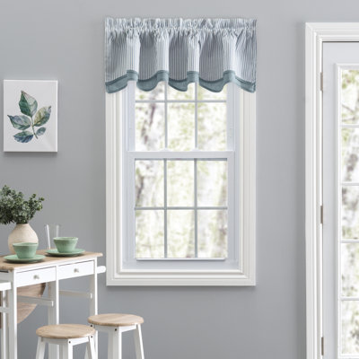 Charis Cotton Blend Striped Scalloped Window Valance