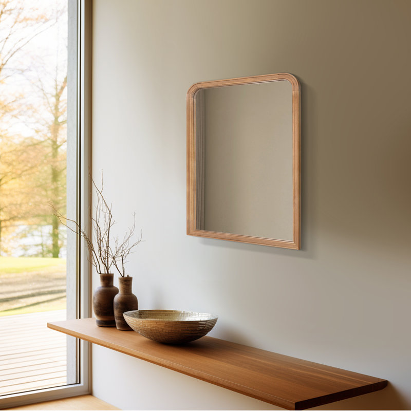 Bathroom/Vanity Wall Mirror with Wood Frame, 24" x 18", Natural Wood