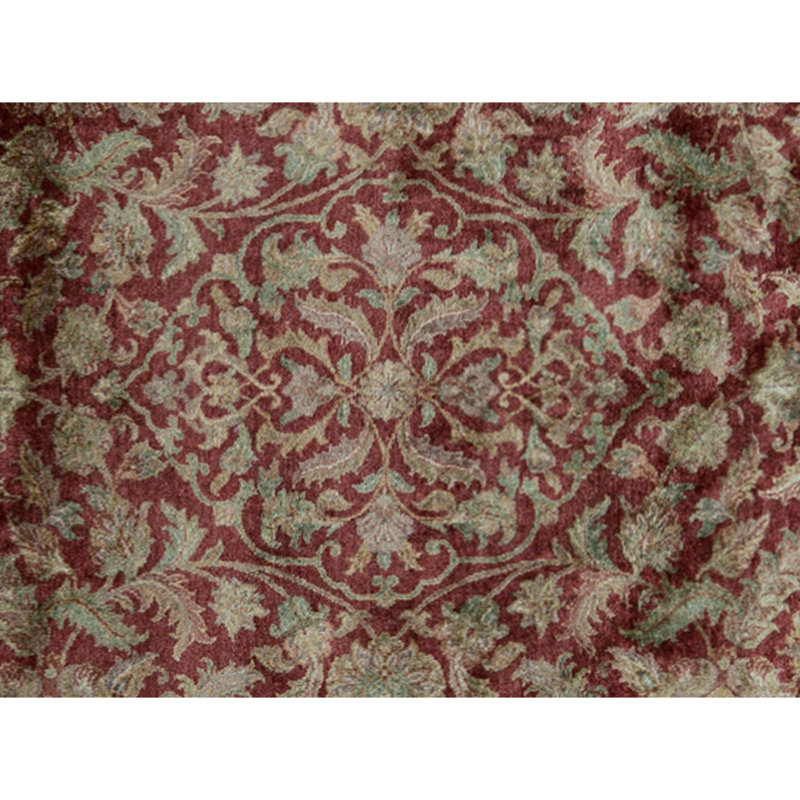 Hand Knotted Wool Oriental Area Rug in Red And Ivory