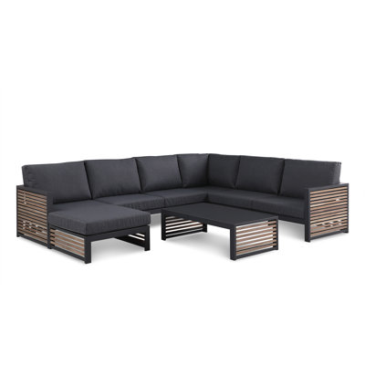 Pawni Teak 5 - Person Outdoor Sectional Seating Group with Custom Covers by AllModern