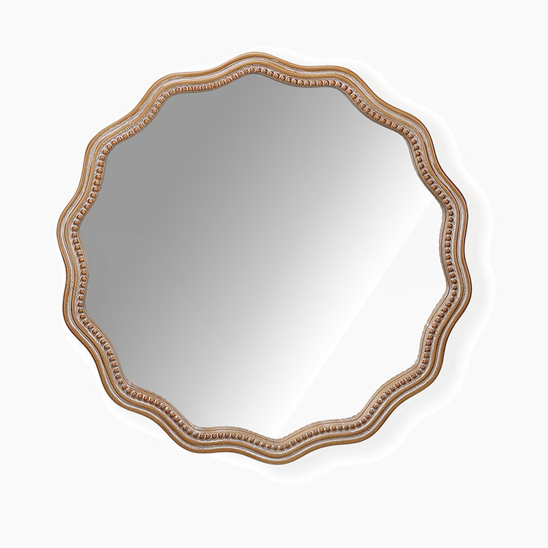 Miroir mural rond en bois 23,62 pouces
