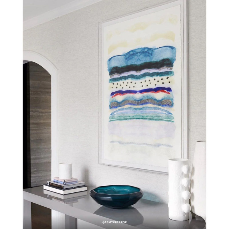 Seaside Stripe By Kristi Kohut, White Wood, 18" H x 24" W