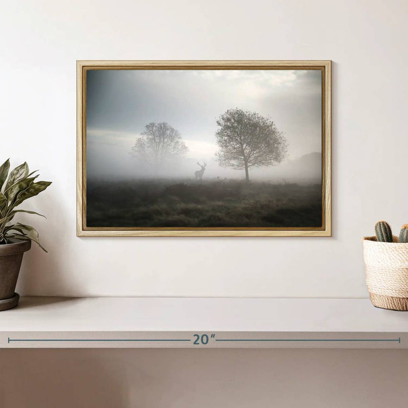 Chasse au crépuscule, Cadre flottant en bois naturel, 13 po x 9 po