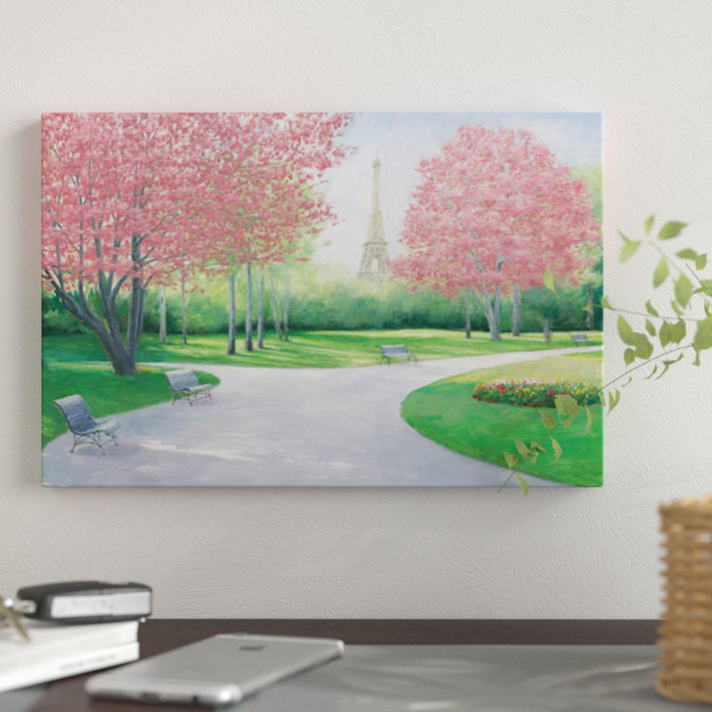 " Parisian Spring " by James Wiens Print, 18" H x 26" W x 1.5" D, Black Framed Canvas, No Mat
