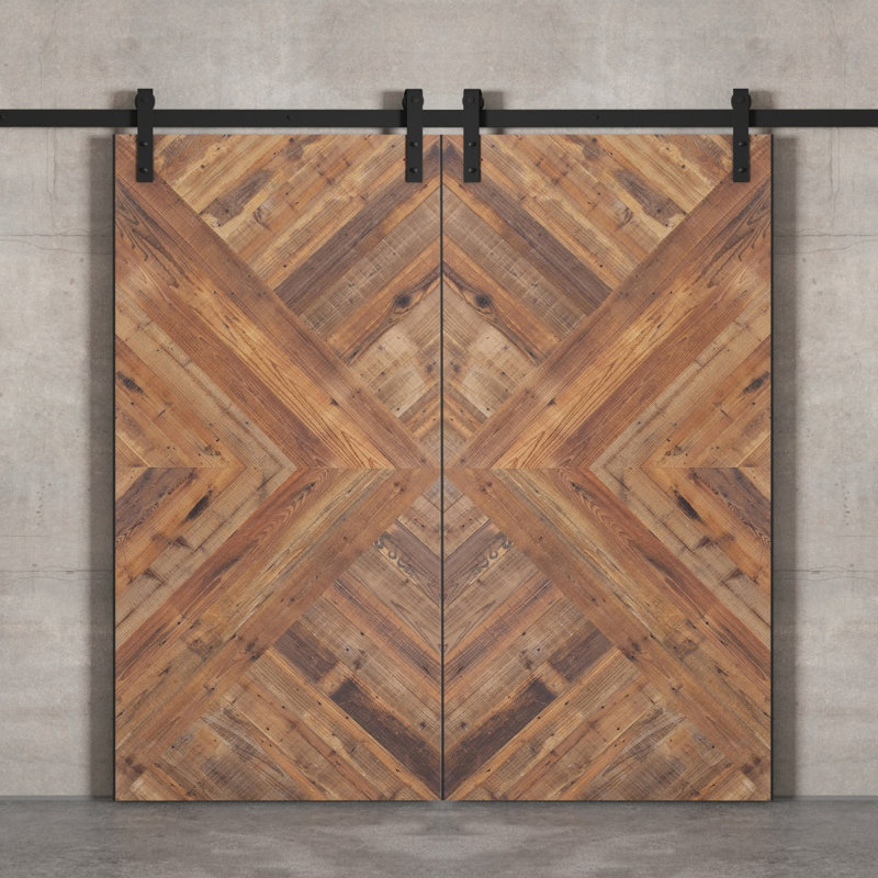 Porte de grange en lambris de bois manufacturé avec ensemble d'installation Malibu, l 36 po x H 96 po, Naturel