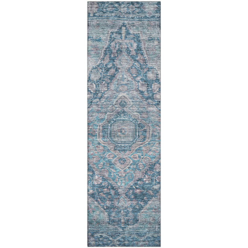 Premium Machine Washable Lubbers AMF1761 Border Rug, Runner 2'3" x 7'6"