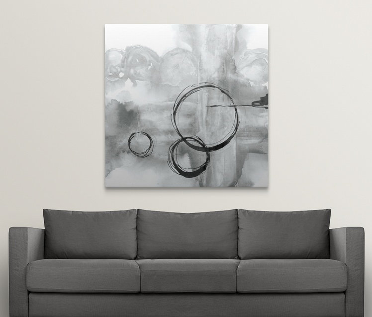 'Full Circle II Gray' Chris Paschke Painting Print, 16" H x 16" W x 1.5" D, Canvas