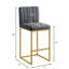 Tabouret de bar à hauteur de comptoir moderne et pieds robustes en fer de style moderne, ensemble de 2 chaises de bar polyvalentes, gris foncé / or-131145529