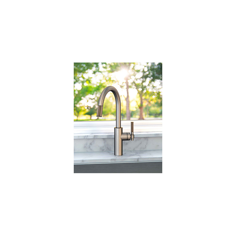Muncy Single Handle Pull Down Kitchen Faucet, Antique Nickel