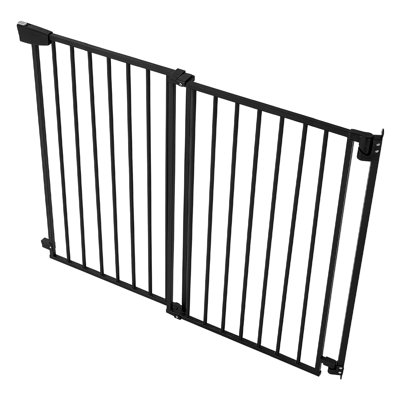 Baby Gate for Stairs, 28-43 in Adjustable Width, 30 in High Dog Gate, No Bottom Bar, One-Handed Operation, Easy Drilling Installation with Hardware Kit, for Stairs, Doorways, and House, White