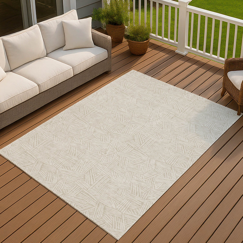 Machine Washable Indoor/Outdoor Chantille ACN2648 Geometric Rug, Beige, 9' x 12'
