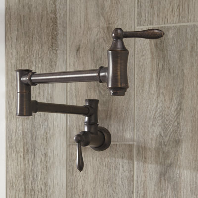 Delta Traditional Oil Rubbed Bronze Pot Filler Kitchen Faucet, Wall Mount Kitchen Faucet, Venetian Bronze