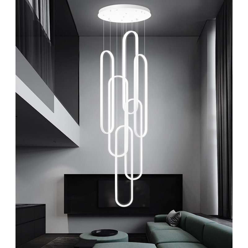 Modern Led Dimmable Chandelier 3-ring White