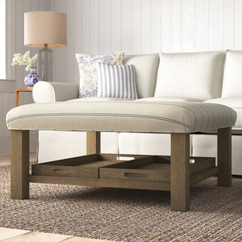 Manorville Upholstered Ottoman, Ida Light Gray