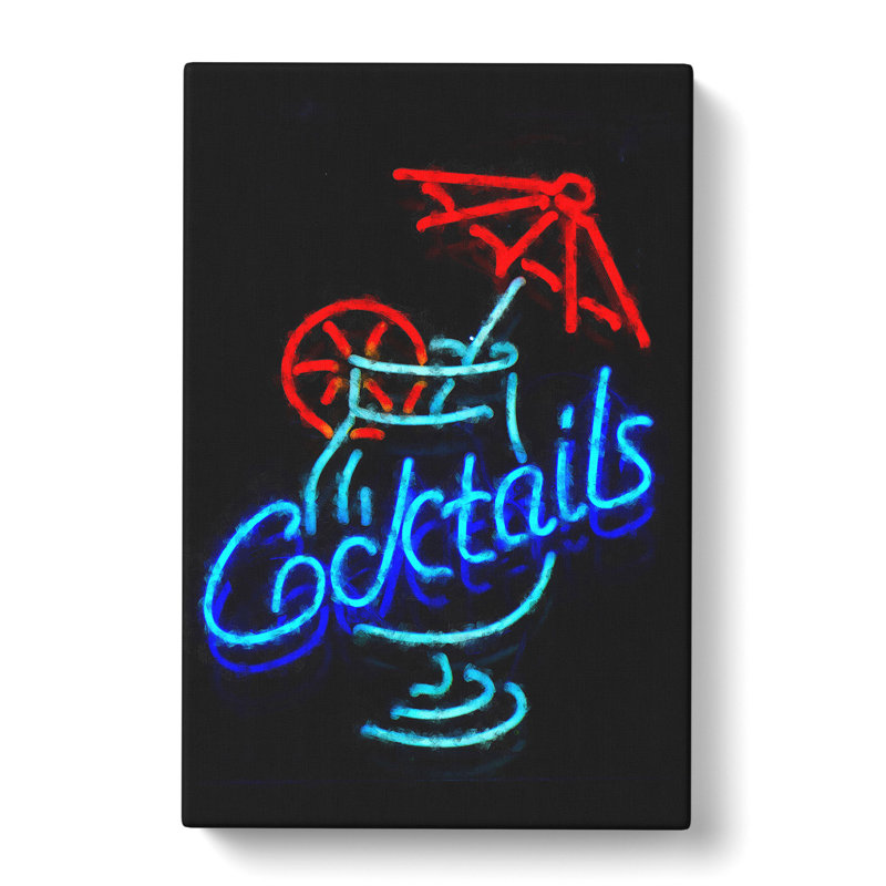 Cocktails Sign - Wrapped Canvas Print, 50cm H x 35cm W x 3cm D