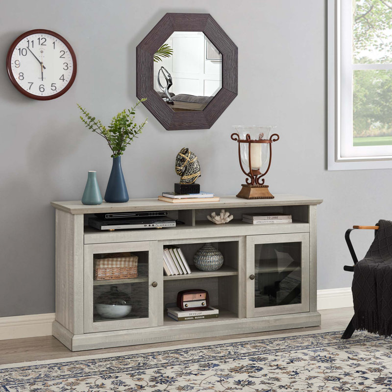 Meuble télé contemporain pour meuble télé de 65 po ou moins avec espace de rangement ouvert et fermé, l 60 po x P 15,75 po x H 29 po