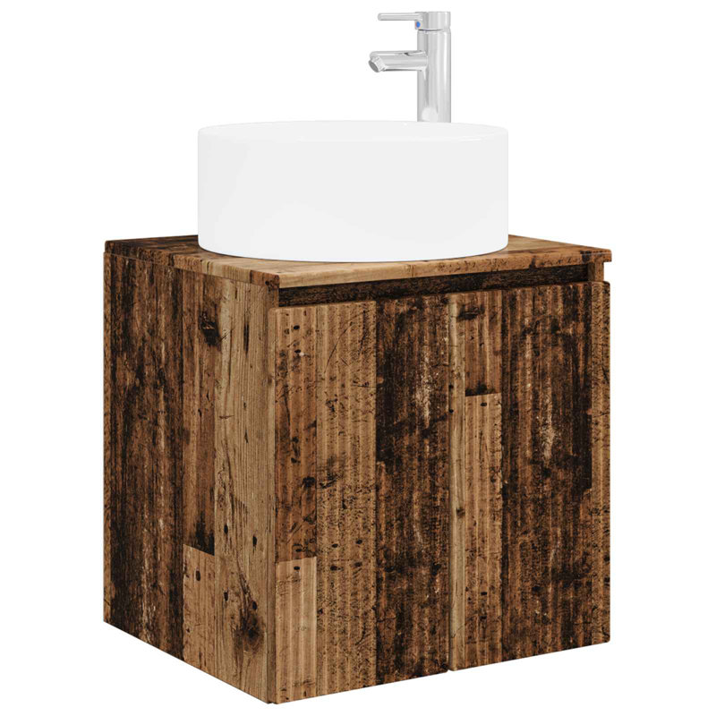 Single Bathroom Vanity with Ceramic Basin, Old Wood