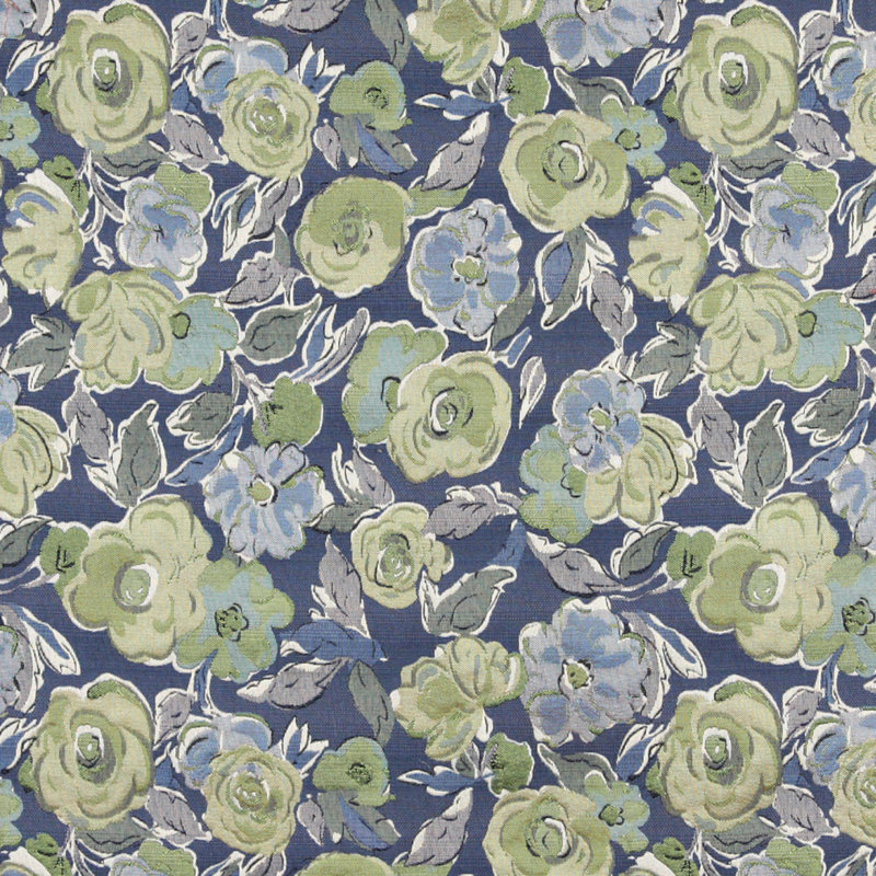 Tissu floral, Bleu / Vert