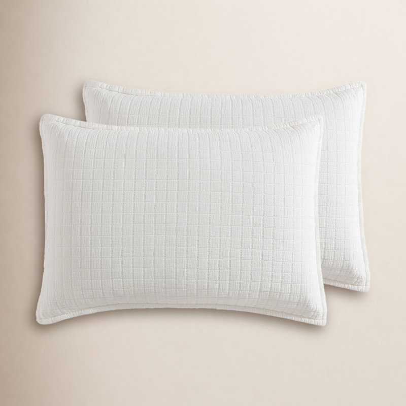 Calvin Klein Essential Garment Washed Solid Cotton Sham Set, King, Off White