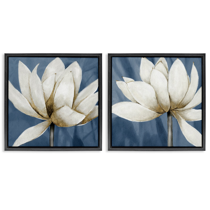 «Traditional Floral Falling Petals», ensemble de 2 toiles flottantes encadrées par Carol Robinson, H 18 po x l 18 po