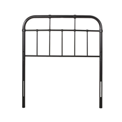 Twin Headboard With Iron Tube Frame, Flat Black Finish And Piped Accents For Bedroom Enhancement Industrial Size Smooth Curved Corners Restful Sleep