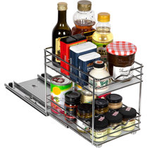 Vertical Spice 222x2x11 Spice Rack 3 Drawers 2 Tiers, Maple, 30 Jar Capacity with Flex-Sides, Sliding, Pullout