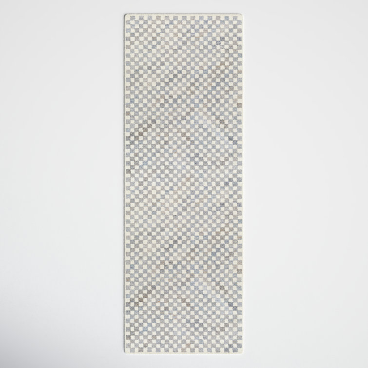 Mariner Checkered Handmade Tufted Wool/Recycled P.E.T. Area Rug in Blue/Gray/Beige