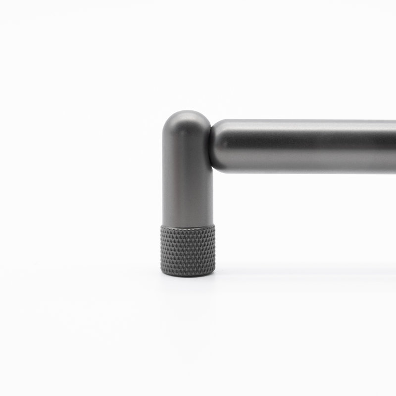 Knurled Brass Bar Pull, 6", Graphite