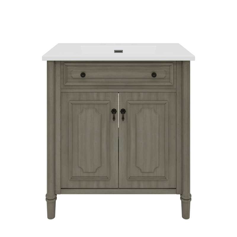 Meuble-lavabo 31 po avec lavabo, Gris