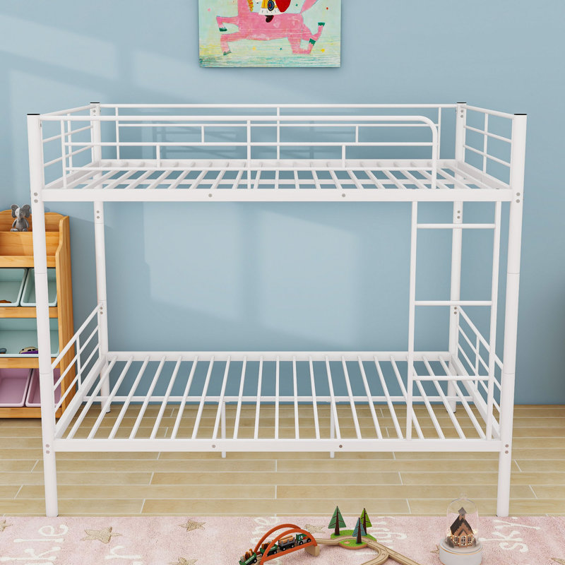 Lit superposé double au-dessus de double avec pieds centraux, divisable en 2 lits, Blanc