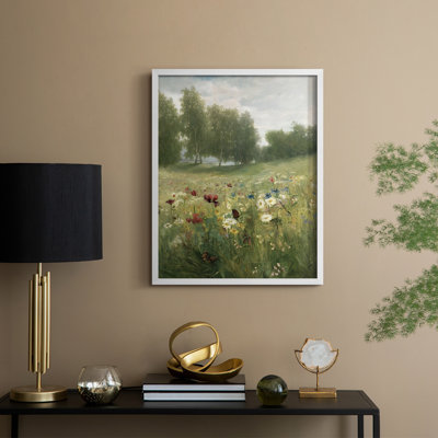 Reproduction florale rétro avec encadrement Ccc - bois massif
