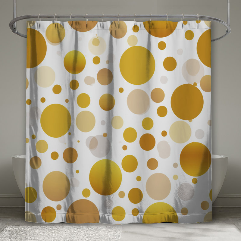 Rideau de douche à pois - Motif de décor de salle de bain moderne, H 93 po x l 70 po, Pois or