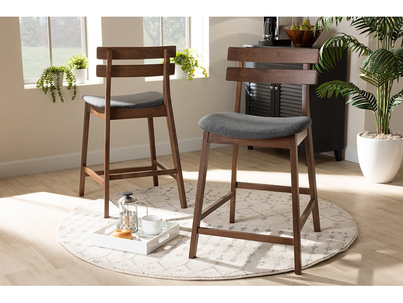 Tabouret de comptoir 24,4 po Finnerty, Polyester gris foncé
