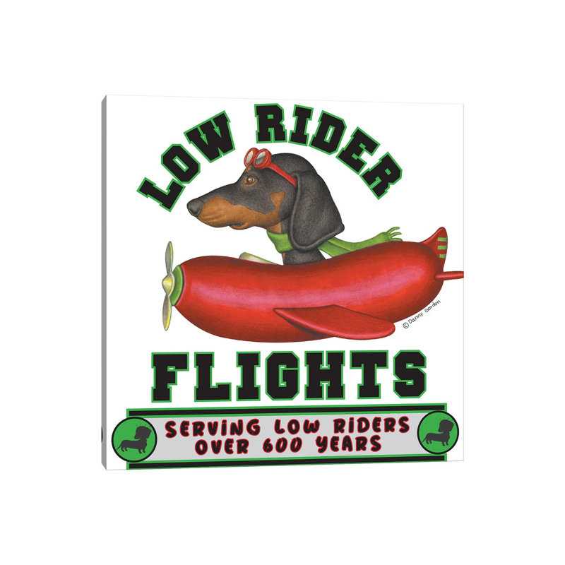 Black Dachshund in Sausage Plane - Wrapped Canvas Square Print, 93.98 cm H x 93.98 cm W x 3.175 cm D