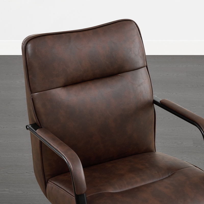 Fauteuil de conférence pivotant en similicuir moderne avec mécanisme d'inclinaison, Espresso