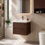 Meuble-lavabo simple, mural et suspendu, préassemblé, avec lavabo intégré en acrylique, brun foncé-1076995325
