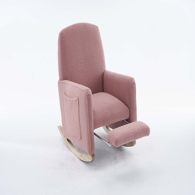 Chaise berçante en tissu avec repose-pieds réglable, Ourson rose