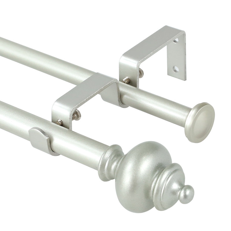 Tringle à rideaux double réglable Platteville, H 0,625 po x l 120 po x P 0,625 po, Étain