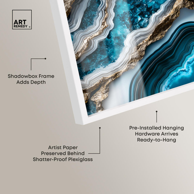 «Teal Tides Treasure II Shadowbox Print» par Art Remedy, H 16 po x l 11 po, Blanc