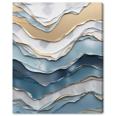 Art moderne abstrait bleu sur toile Layer Of A Wave par Art Remedy