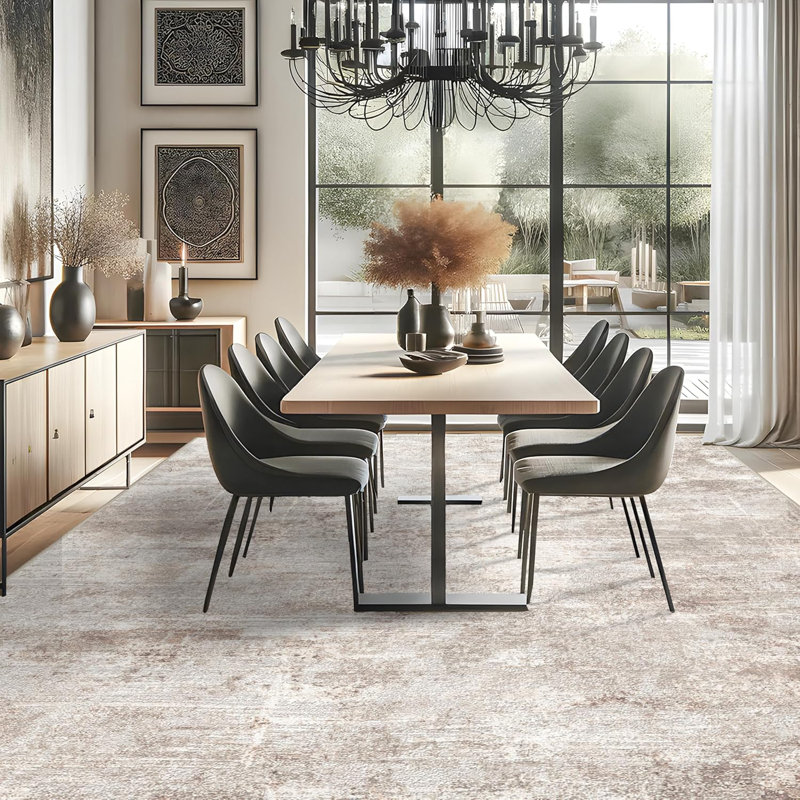 Washable Abstract Area Rug - Rugs for Living Room Large Non Slip Indoor Entryway Rubber Backing Carpet Bedroom Kitchen Distressed Stain Resistant Floor Decor Mat Machine Washable Brown
