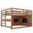 Full Size Wood Loft Bed Frame With Playful Sliding Chalkboard, Built-in Bookshelf And Safety Rails For Kids Teens, space-saving, Quiet Design, No Spring Mattress Required, Natural-97205935-91007847
